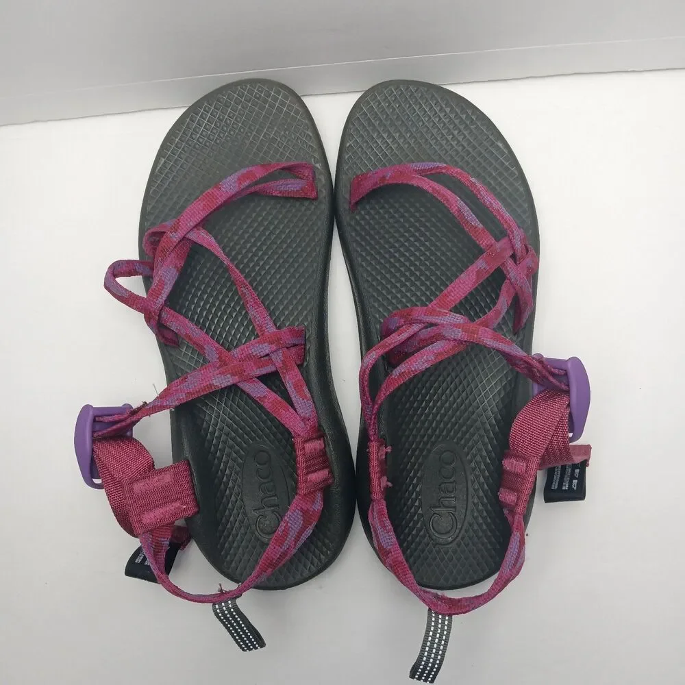 Chaco ZX/1 Eco Tread Kids Sandals  Pink Purple Gray Strap Buckle Non-Mark Size 6